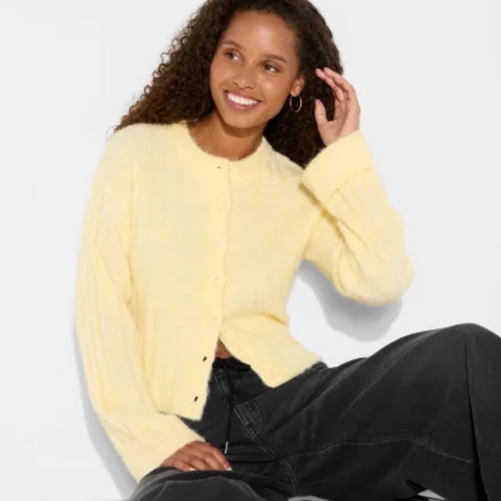 NWT Wild Fable Butter Yellow Cardigan